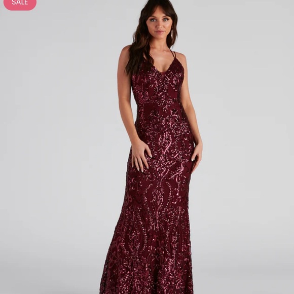 Windsor Amaya burgundy sequin dress size 9 - Picture 2 of 7